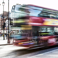 Buy canvas prints of London Bus in motion by Daniel Gwalter
