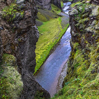 Buy canvas prints of A large Canyon over a rocky cliff. by Hörður Vilhjálmsson