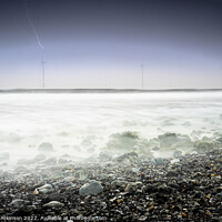 Buy canvas prints of Lightning offshore at Redcar by Nathan Atkinson