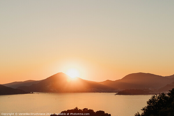 Sunset in Montenegro, Budva Picture Board by Veronika Druzhnieva
