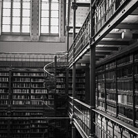 Buy canvas prints of Old library in black and white by Veronika Druzhnieva