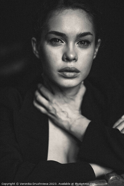 Woman black and white portrait Picture Board by Veronika Druzhnieva