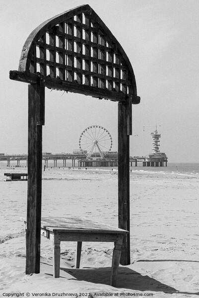 North sea beach in black and white Picture Board by Veronika Druzhnieva