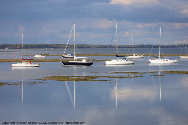 Yachts Moored In Keyhaven Picture Board by Geoff Stoner