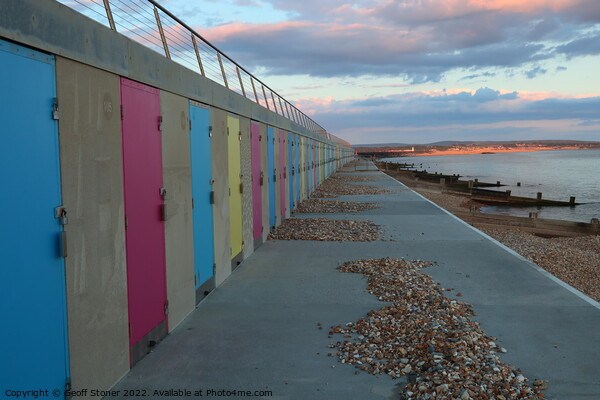 Beach Huts Picture Board by Geoff Stoner