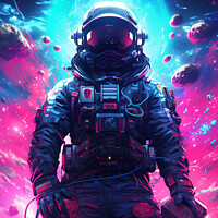 Buy canvas prints of NEON ASTRONAUT IN SPACE by Craig Weltz