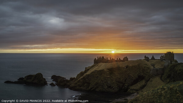 Sunrise at Dunnottar Castle near Stonehaven in Scotland Framed Mounted Print by DAVID FRANCIS