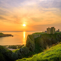 Buy canvas prints of Sunrise at Dunnottar Castle near Stonehaven by DAVID FRANCIS