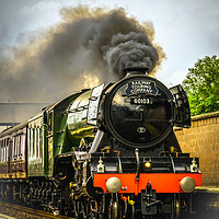 Buy canvas prints of The Flying Scotsman - 60103 passing through Laurencekirk Station  by DAVID FRANCIS