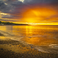 Buy canvas prints of  Sunrise over Stonehaven Bay in Scotland by DAVID FRANCIS