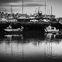 Buy canvas prints of Fishing Boats in Arbroath Harbour Mono by DAVID FRANCIS