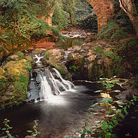 Buy canvas prints of Stunning Arbirlot Waterfall in Scotland by DAVID FRANCIS