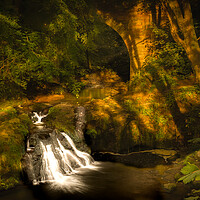 Buy canvas prints of Spectacular Arbirlot Falls in Scotland by DAVID FRANCIS