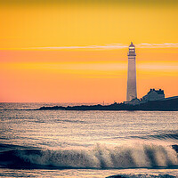 Buy canvas prints of Sunrise at Scurdie Ness Lighthouse by DAVID FRANCIS
