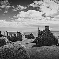 Buy canvas prints of Dunnottar Castle near Stonehaven Mono by DAVID FRANCIS