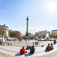 Buy canvas prints of Trafalgar Square showing Nelson's Column, Lions and fountains, in Charing Cross, London by Rose Sicily
