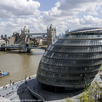 Buy canvas prints of View of London City Hall, The River Thames and Tower Bridge from the South bank. by Rose Sicily