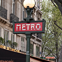 Buy canvas prints of Metro station sign Paris France by Rose Sicily