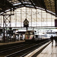 Buy canvas prints of SNCF TGV train entering Bordeaux railway station France by Rose Sicily