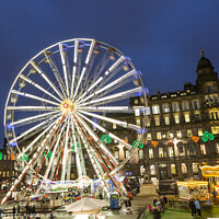 Buy canvas prints of Ferris wheel at the Christmas funfair George Square Glasgow Scotland UK by Rose Sicily