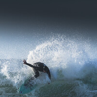 Buy canvas prints of Spectacular surfing action at Fistral in Newquay,  by Gordon Scammell