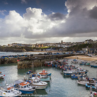 Buy canvas prints of Fishing boats moored in the picturesque Newquay Ha by Gordon Scammell