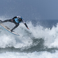 Buy canvas prints of Spectacular surfing at Fistral in Newquay, Cornwal by Gordon Scammell