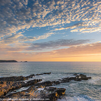 Buy canvas prints of A golden sunset over Fistral Bay in Cornwall. by Gordon Scammell
