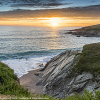 Buy canvas prints of Sunset over Towan Head in Newquay in Cornwall. by Gordon Scammell