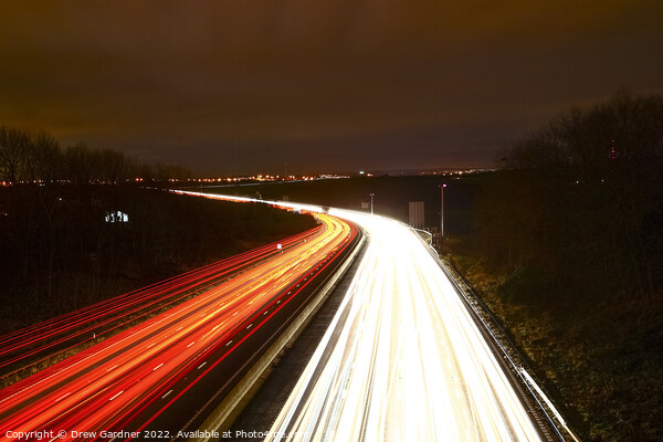 Motorway Light Trails Picture Board by Drew Gardner