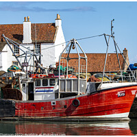 Buy canvas prints of Fishing Boat Tied up at Pittenweem Harbour Fife Sc by Jimmy Thomson