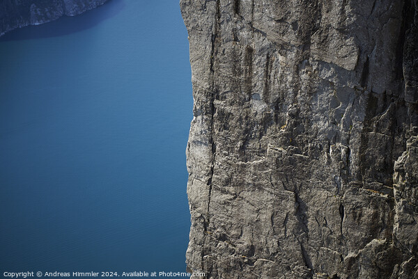 600 m high vertical cliff from Preikestolen down to the Lysefjor Picture Board by Andreas Himmler