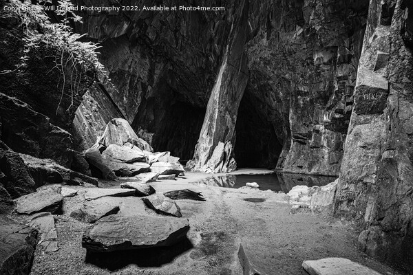 Lake District - Cathedral Cave  - Little Langdale Mono Picture Board by Will Ireland Photography