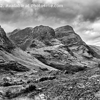 Buy canvas prints of A Panorama of Glencoe and the "Three Sisters" mono by Will Ireland Photography