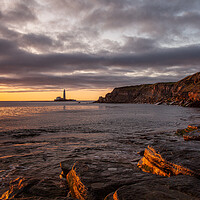 Buy canvas prints of St. Mary's Lighthouse from the Beach at Old Hartley by Will Ireland Photography