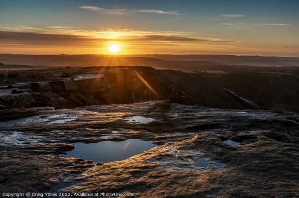 Sunrise on Curbar Edge Peak District Derbyshire UK Picture Board by Craig Yates