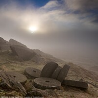 Buy canvas prints of Misty morning sunrise on Stanage Edge Peak District Derbyshire UK by Craig Yates