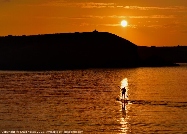 Sunset Paddle Boarder Menorca Spain. Picture Board by Craig Yates