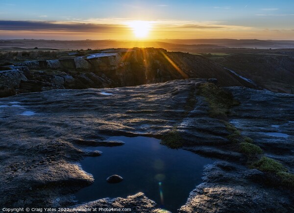 Sunrise on Curbar Edge Peak District Derbyshire  Picture Board by Craig Yates