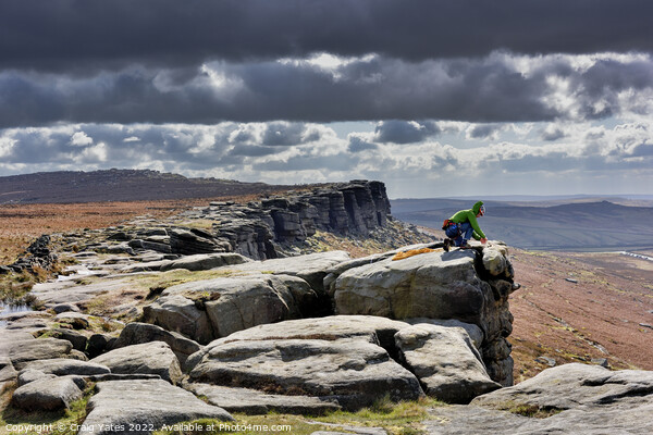 Stanage Edge Rock Climber Picture Board by Craig Yates
