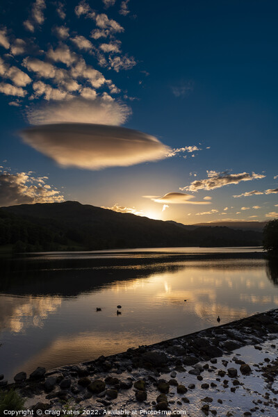 Lenticular Cloud Sunset Grasmere Lake District Picture Board by Craig Yates