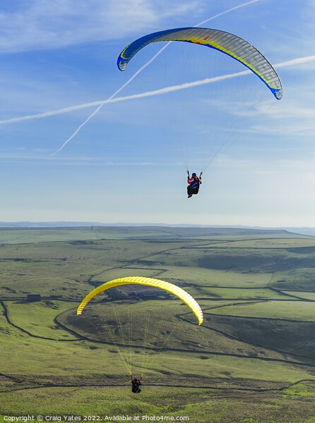 Paragliders on  Rushup Edge Peak District Picture Board by Craig Yates