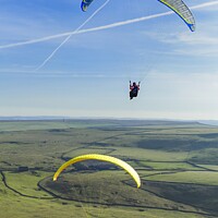 Buy canvas prints of Paragliders on  Rushup Edge Peak District by Craig Yates