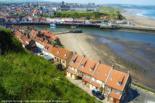 Whitby Seafront Cottages Picture Board by Craig Yates
