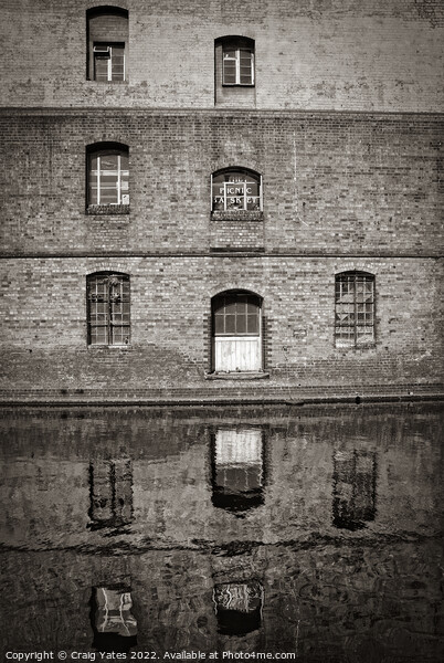 Canal Building Reflection Sepia Picture Board by Craig Yates