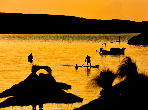 Sunset Paddle Boarder Menorca Spain. Picture Board by Craig Yates
