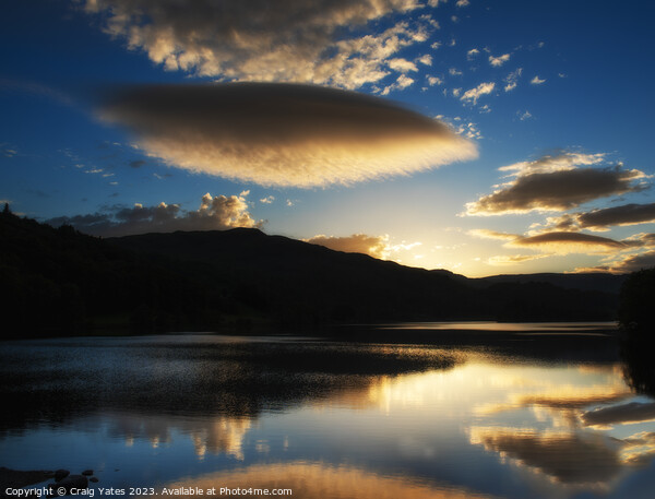 Lenticular Cloud Sunset Grasmere Lake District. Picture Board by Craig Yates