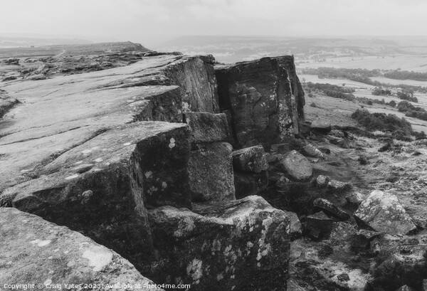 Curbar Edge In Black and White. Picture Board by Craig Yates