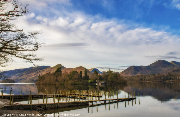 Derwent Water Boat Jetties Lake District Picture Board by Craig Yates