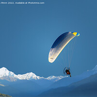 Buy canvas prints of Powered Hang-Glider over Mountain by Stephen Pimm